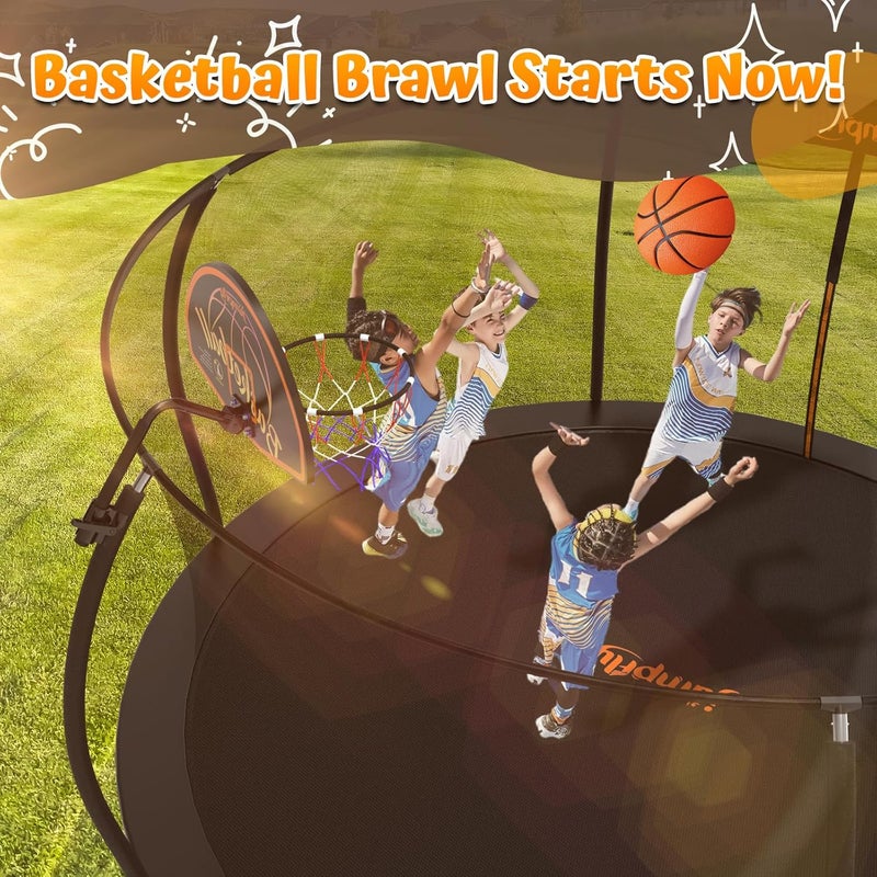 jumpfly Trampoline Basketball Hoop Attachment, Basketball Hoop for Trampoline Easy to Install, Universal Trampoline Accessories Fits Straight Pole & Curved Pole with Mini Balls & Pump - Image 2